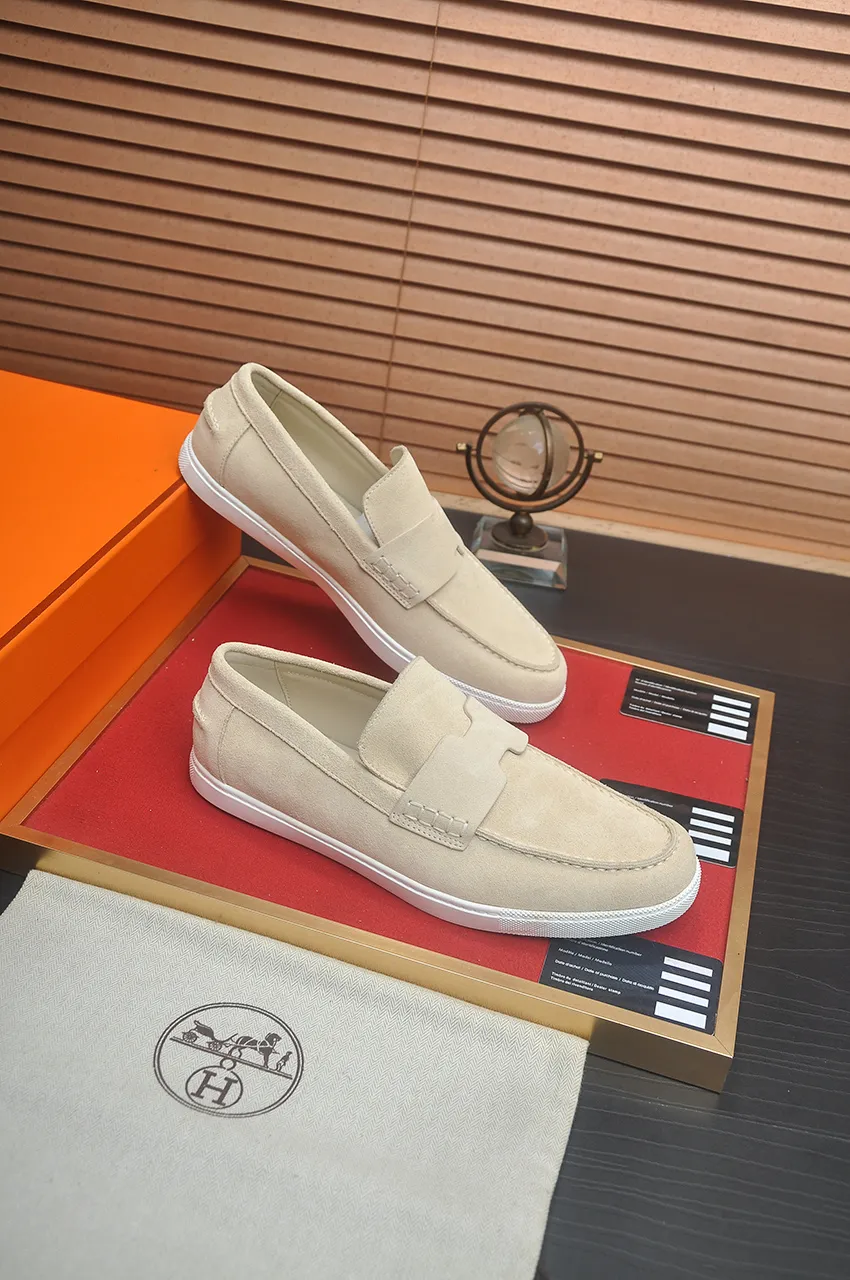 Men's Men's Shoes💰560💶[[HERMES]] (High-end Niuli) New 🍀 HERMES - top version of Hermès classic casual leather shoes! Made of imported original cowhide, the inner top layer is comfortable cowhide lining! Original wear-resistant rubber outsole! High quality products! Code number 39-45 (45 customized)